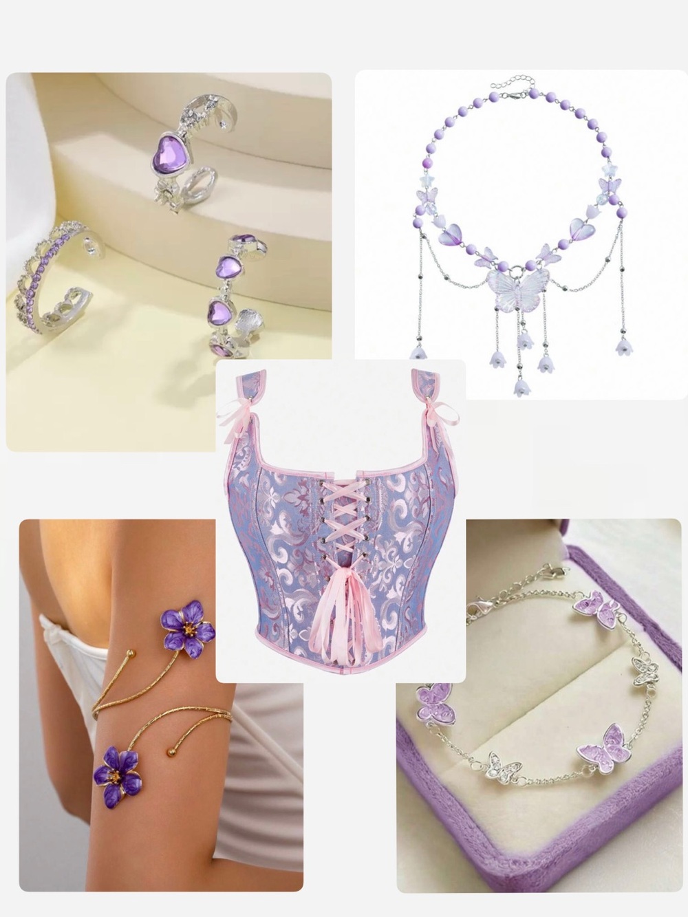 Satin Lace-Up Corset Top + Accessories